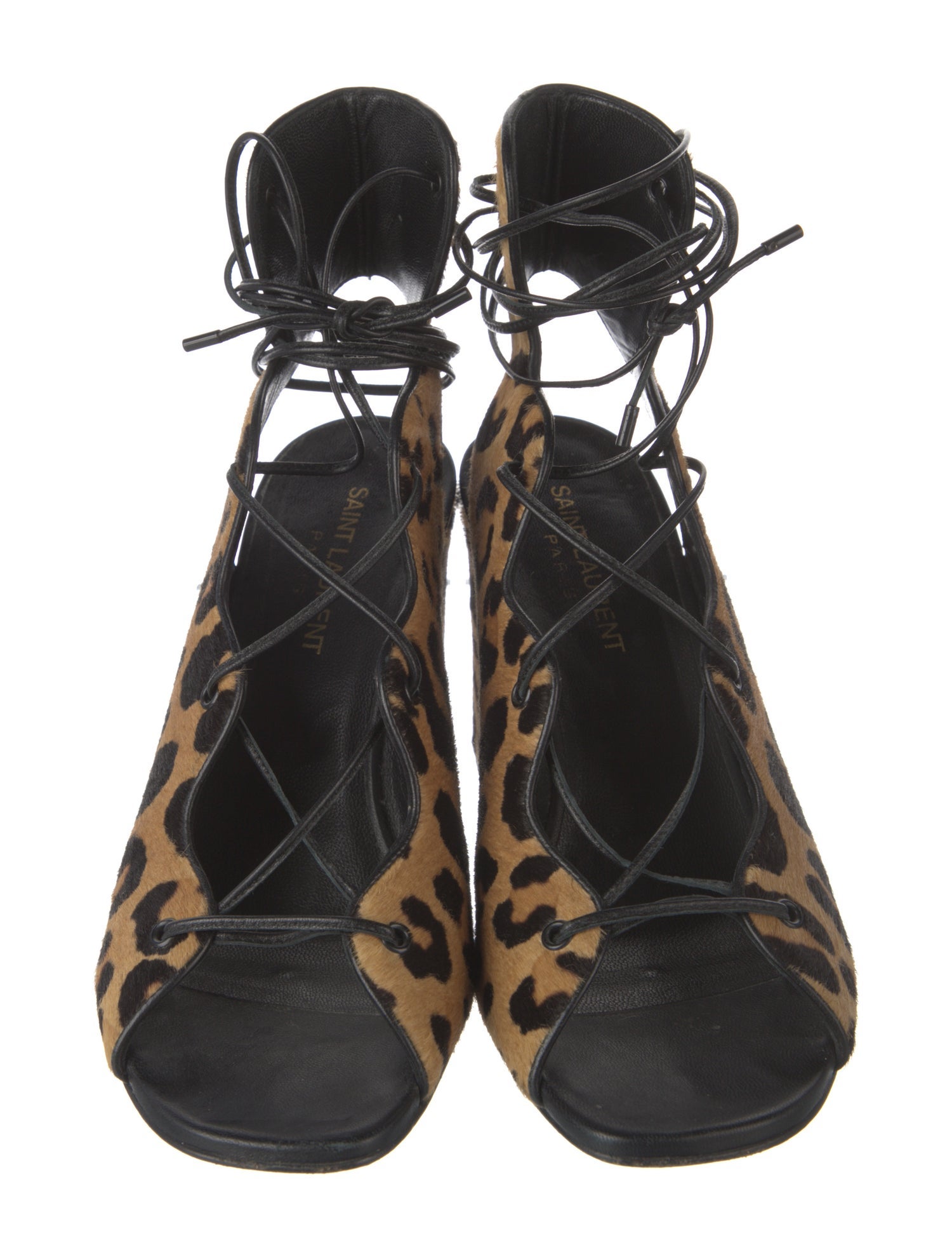 Saint Laurent Ponyhair Animal Print Gladiator Sandals